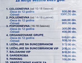 Cenovnik u Aqua Parku u Jagodini za sezonu 2025